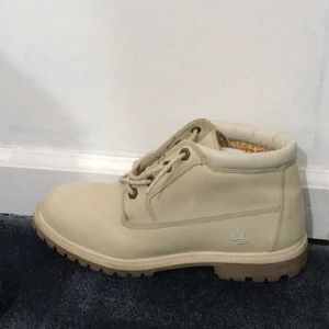 Cream Timberland work boots